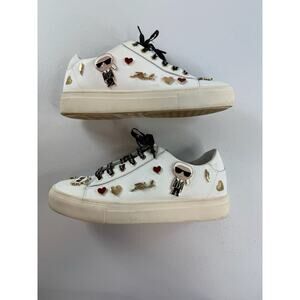 Karl Lagerfeld Paris Cate Pins Sneaker Women’s Size 8.5M Lace Up White